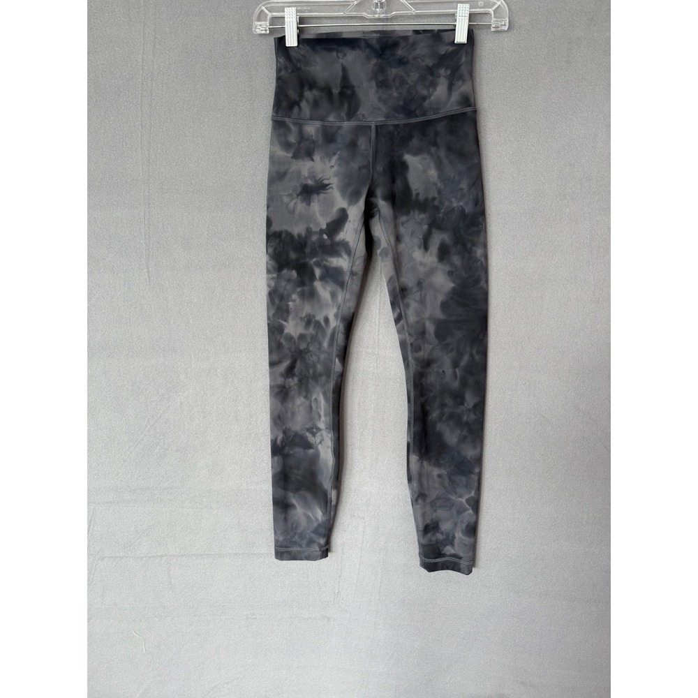 Lululemon Align High‎ Rise Diamond Tye Dye Black Gray Crop 24" Leggings Size 4